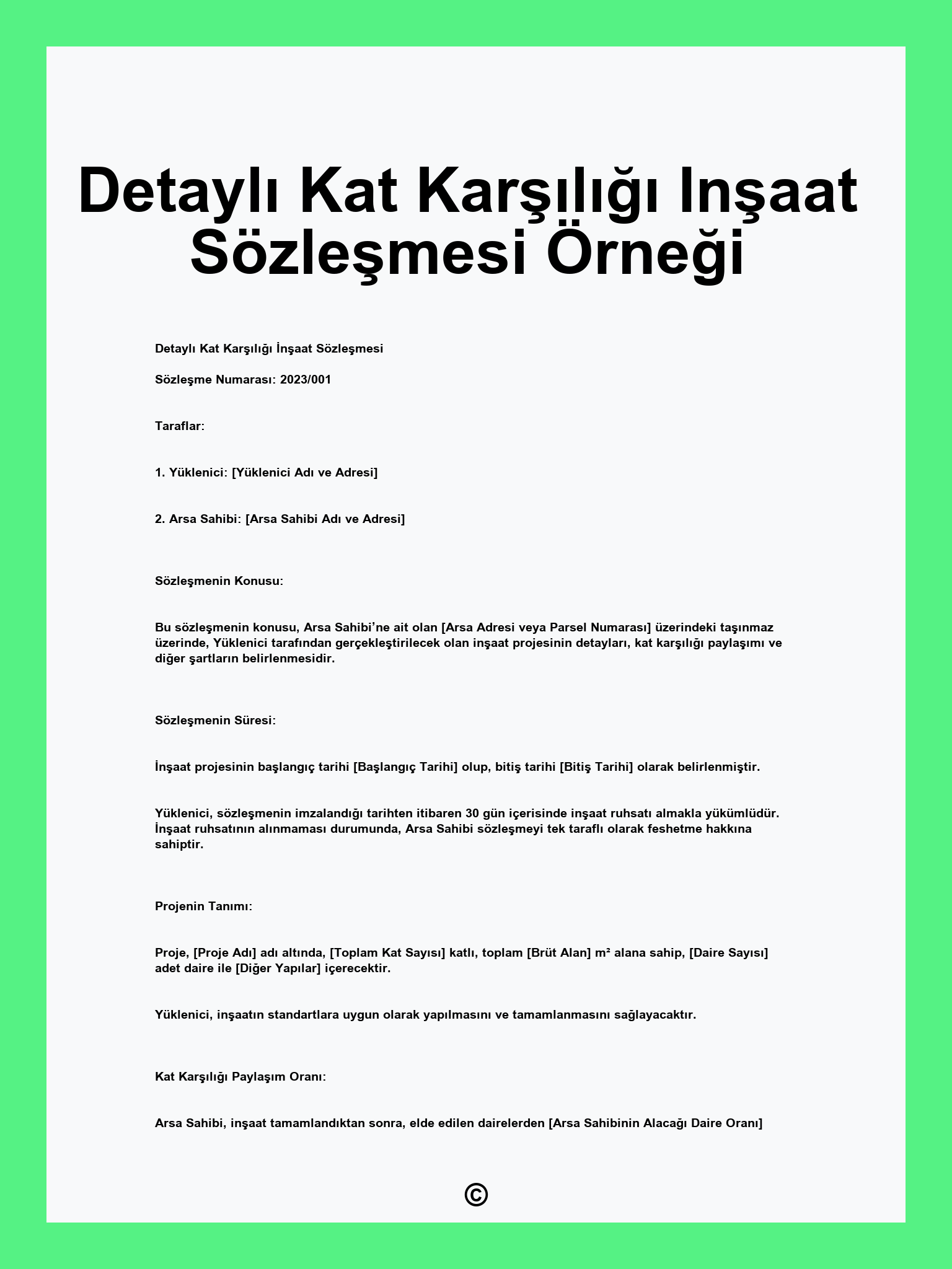 Kat Karşılığı İnşaat Sözleşmesi Örneği İndir (2026) - Altınova İnşaat